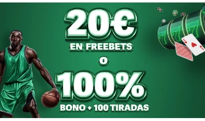 20€ en FreeBets o 100%, basketball player, cards and multipliers