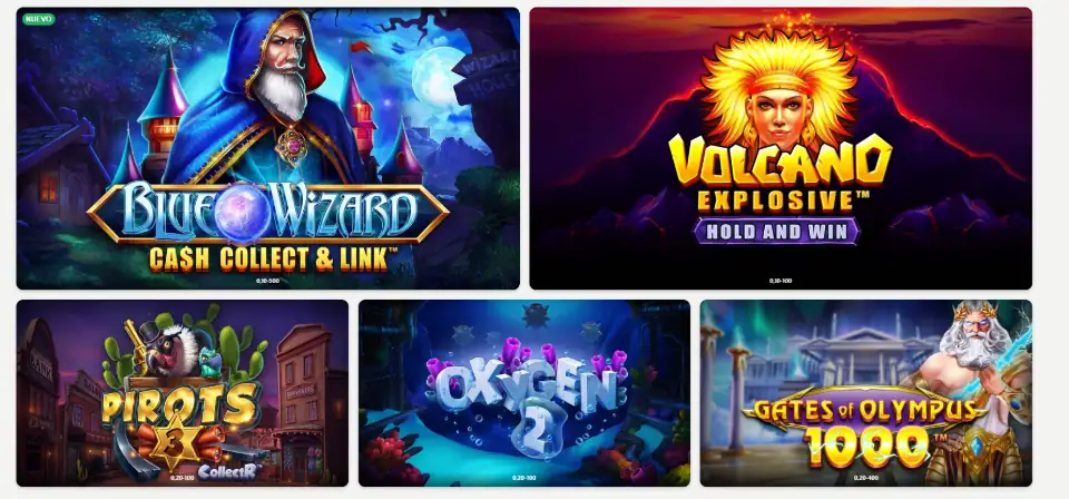 varios juegos del catálogo del casino