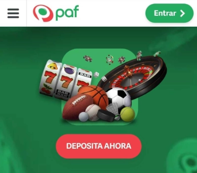 botón deposita ahora, Menú del sitio paf, y varias bolas